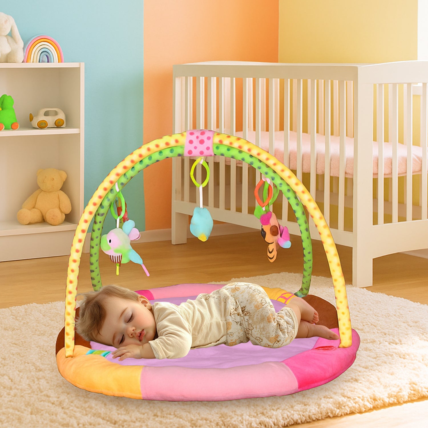 Multipurpose Baby Play Gym And Sleeping Mat (Mix Design  1 Pc)